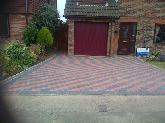 Red & charcoal blockpaving